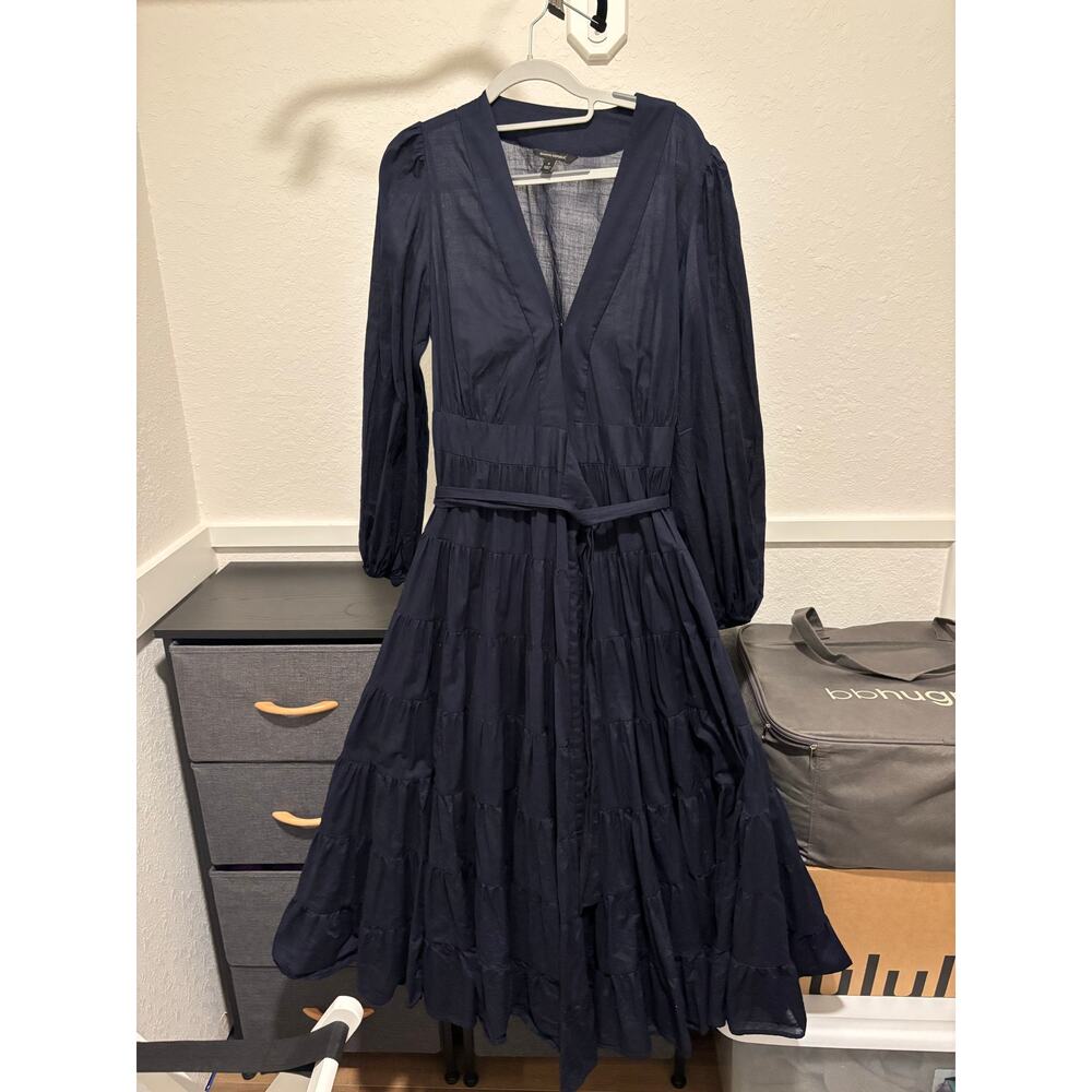 Banana Republic Wrap Midi Dress Soft 100% Cotton Sz 6 - Picture 5 of 6